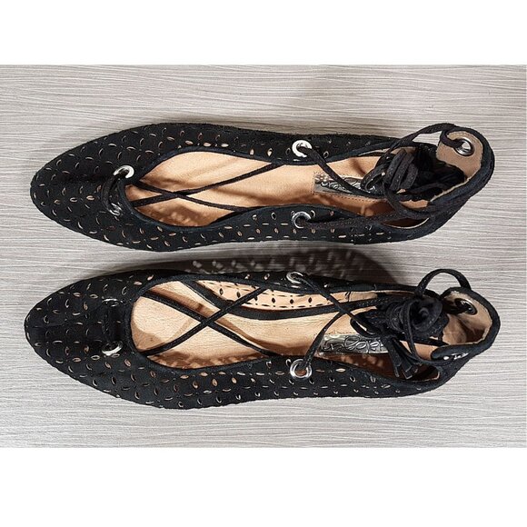 Halogen Nella Ghillie Flat, Black Perforated Leather, Womens Various Sizes - Picture 6 of 8